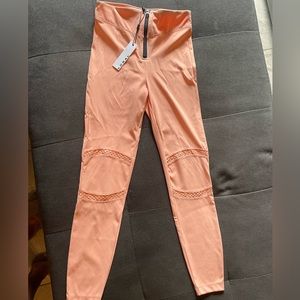 Koral Womens xs High Waist Front Zip Pastel Orange/peach Gym Active Legging.